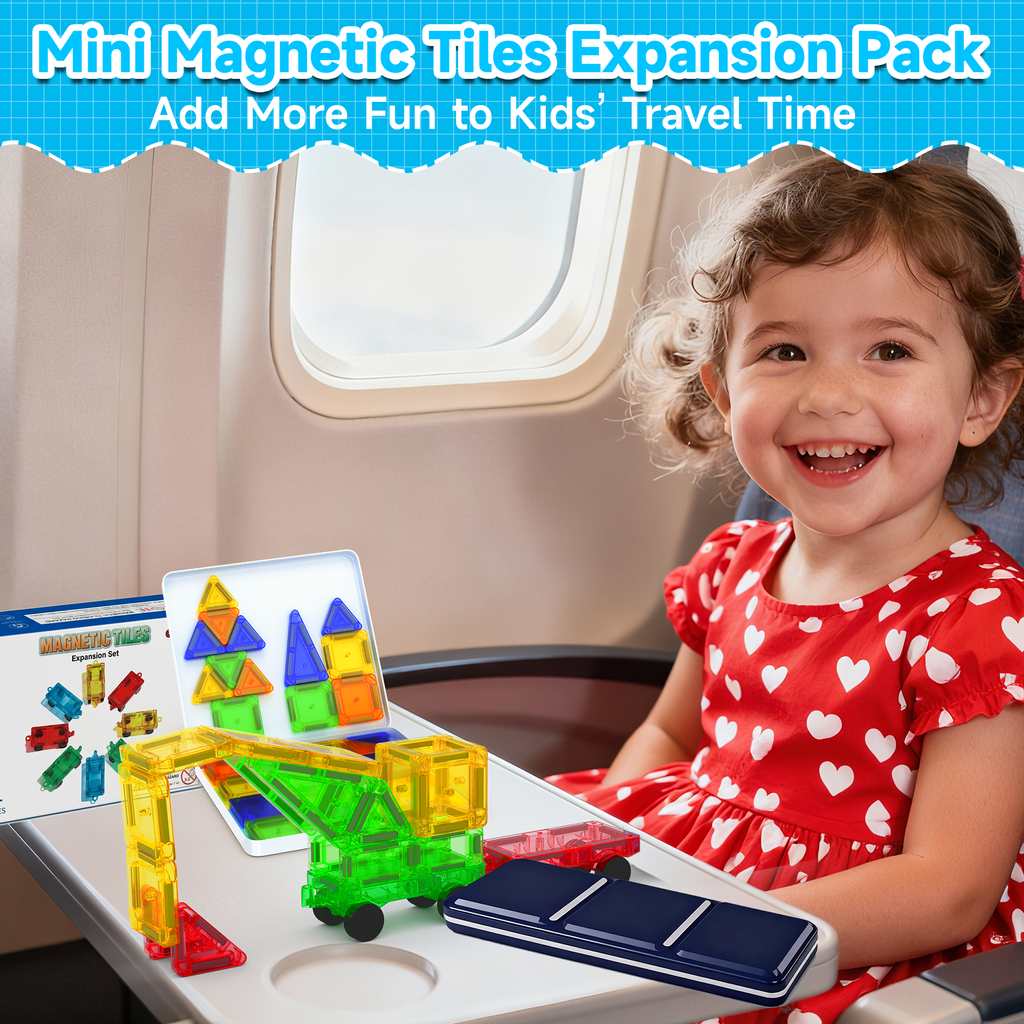 Mini Magnetic Tiles Cars Construction Set - 8 PCS Magnetic Car Base Compatiable with Mini & Standard Tiles, Magnet Building Blocks Expansion Set, Magnet Bricks Truck Toy for Boys & Girls