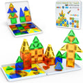 Mini Magnetic Tiles Travel Set with Case 42pcs, Bonus Sudoku Play, Mini Magnetic Blocks, Portable Travel Toy for Kids, STEM Educational Sensory Toys, Classroom Must Have